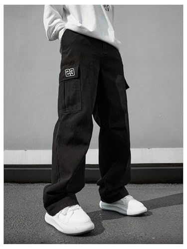 SOLY HUX Men's Drawstring Elastic Waist Cargo Pants Straight Leg Baggy Sweatpants Streetwear2