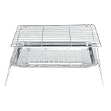 BONKZEBU Tragbarer Zusammenklappbarer aus Edelstahl, Langlebig für den Haushalt Im Freien, Silberfarben, 3-teiliges Set, Grillzubehör