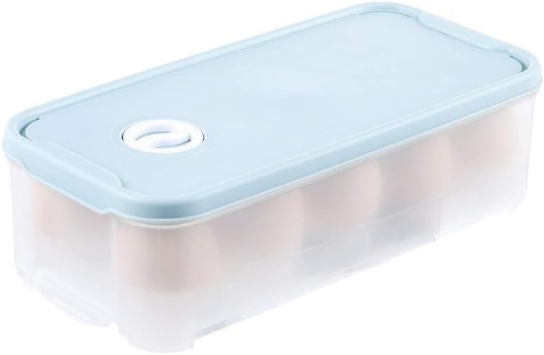 Egg Tray with Lid Keep Fresh Shockproof Storage Box Portable 10 Cells Egg Protector Holder for Refrigerator Kitchen (Color : Gray) (Blue)
