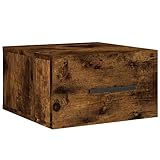 PUGYNBK Comodino sospeso da parete, rovere affumicato, 35 x 35 x 20 cm, armadio sospeso in legno con molto spazio per decorazioni e oggetti di uso quotidiano, montaggio a parete salvaspazio senza