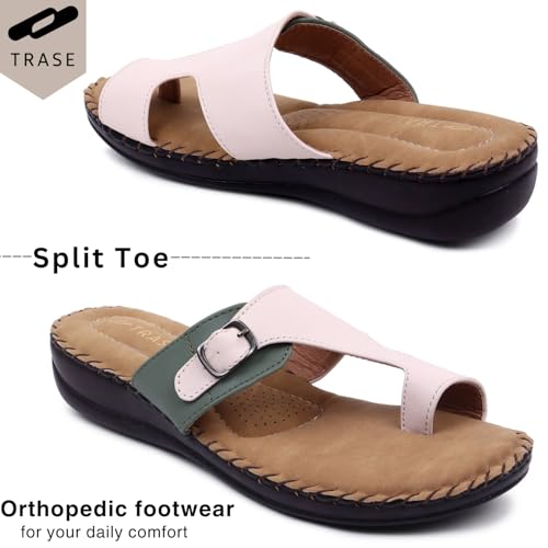 Image of TRASE Extra Soft Slippers for Women | Orthopedic Diabetic Footwear with Cushioned Insole | Lightweight & Comfortable Ladies Chappals with Toe Ring and Adjustable Buckle