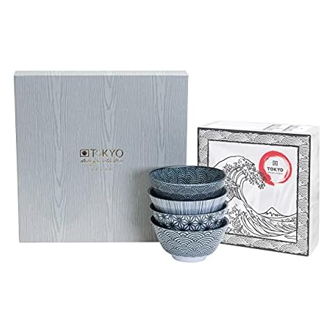TOKYO design studio Nippon Black 4-er Schalen-Set schwarz-weiß, Ø 12 cm, ca. 300 ml, asiatisches Porzellan Cover