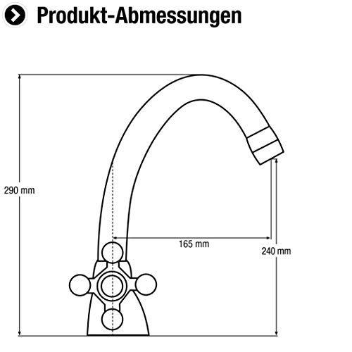 Cornat Spültisch-Zweigriffarmatur Nostalgie - Hochwertiger Messingkörper - verchromt - Hoher & schwenkbarer Auslauf / Hochdruck-Armatur / Küchenarmatur / Wasserhahn / NO5