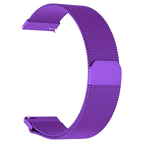 ONE ECHELON Quick Release Watch Band Compatible With LG G Watch Steel Metal Mesh Replacement Strap (Purple)