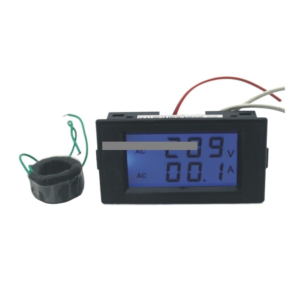 KLHRKNDGGO D69 Dual LCD Display Voltage and Current Meter Blue Backlight Panel Voltmeter Ammeter Range AC 80-300V 0-99.9A Black