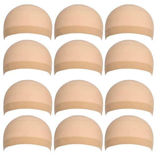 12 Pack Wig Cap Nylon Stocking Wig Caps for Women Light Brown
