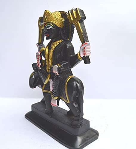 Estatua Shani Dev en piedra negra 7 pulgadas miniatura 3
