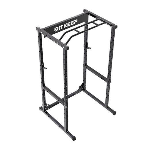 RitKeep Power Cage Power Rack RMAX-2250 Home Gym Weightlifting Squat Rack, 1200LB Capacity Multi-Functional Strength Training Cage with Pull-Up Bar, J-Hooks & Safety Bars