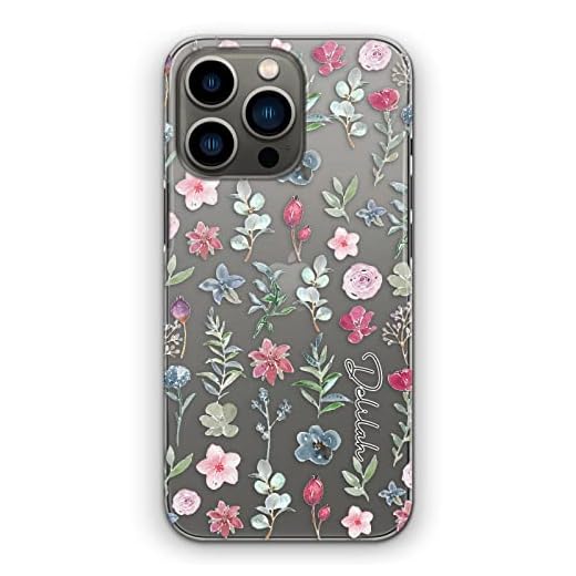 Personligt telefonfodral, namn lila rosa blomma trädgård på klart hårt skydd för Apple iPhone 5c, blommigt fodral, initial telefonfodral