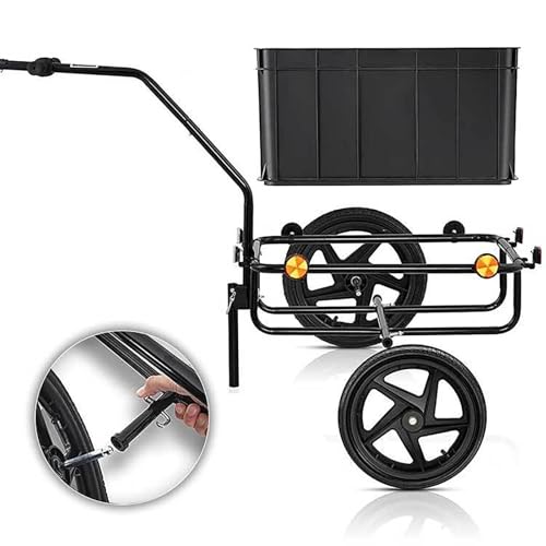 Remolque de carga para bicicleta 2 en 1, carrito convertible con caja extraíble y cubierta protectora, solución de transporte fácil para aventuras en ciclismo