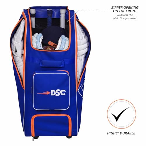 Image of DSC Quadra Duffle Wheelie Cricket Kit Bag with Wheels - Large Capacity Sports Equipment Travel Bag for Players