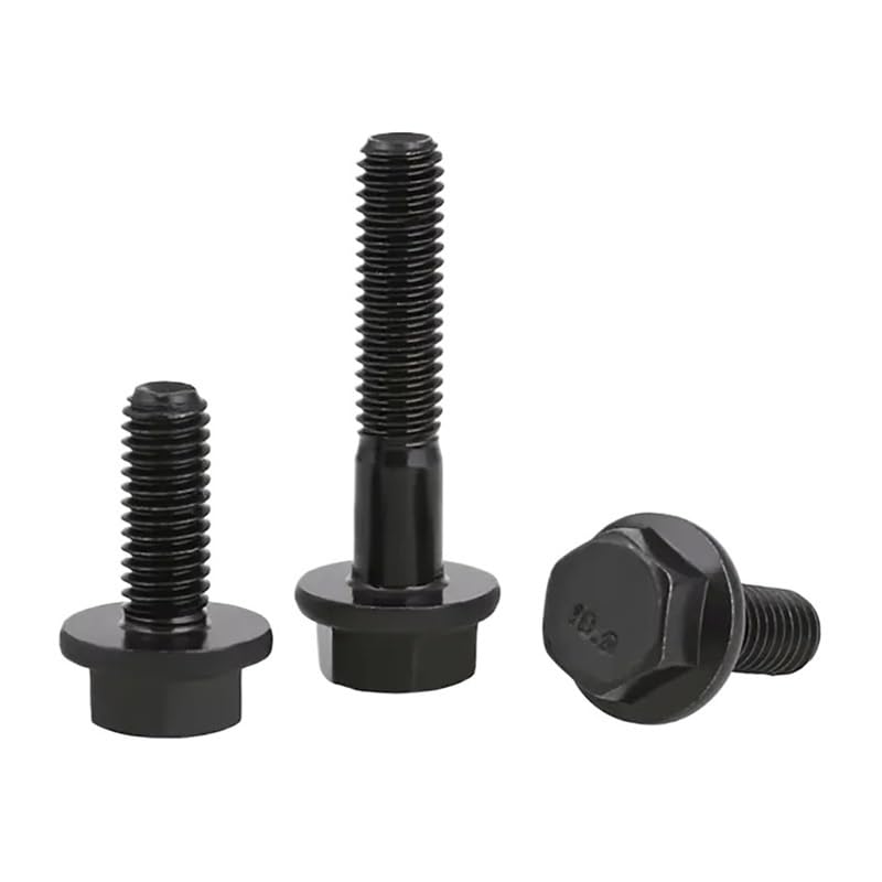 1pc M10 M12 M14 M16 Black Grade 10.9 Carbon Steel Flanged Hex Head Bolt Cap Screw(45mm,M10x1.25(1pcs))