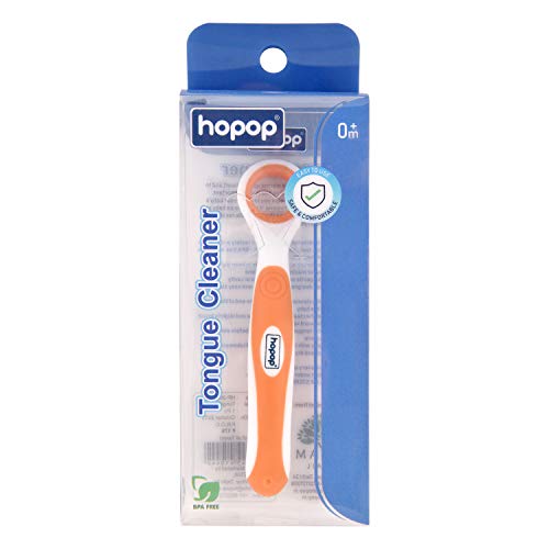 Image of Hopop BPA Free Tongue Cleaner Toothbrush 100% Safe For Kids Age From 1-3 Years (1 Pc, Orange)