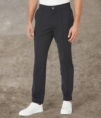 Skechers Men's Go Walk Slip Ins Stretchable Straight Leg Pintuck Zip Fly Pants4