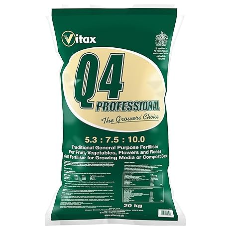 Vitax Q4 Fertiliser for Professional Gardeners & Vegetable Growers - High-Performance Plant Food to Increase Yields, Promote Healthy Growth for Vegetables, Flowers, Lawns, and Gardens (Q4 20Kg)