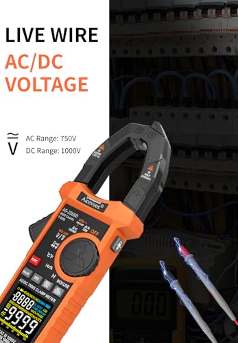 Aicevoos 2566D Stromzange, Strommessgerät DC/AC Strom: 0-1000A, Zangenmultimeter True-RMS 6000 Counts Auto-Ranging, misst Spannung Kapazität Durchgang (AC/DC-Strom)