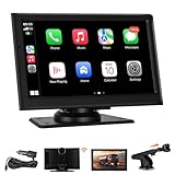Stihoze 7'' Wireless CarPlay Screen for Car, Portable Apple Car Play & Android Auto, Car Stereo HD Touchscreen, 5.8G WiFi, Voice Control, GPS Navigation, Siri & Mirror Link, for All Vehicles