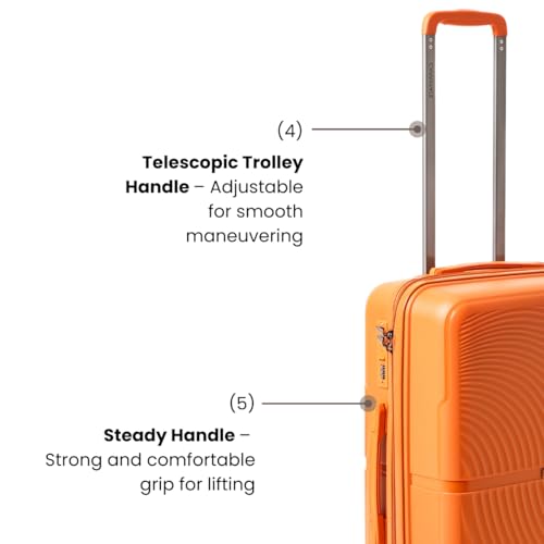 Image of Florence Trolley Bag Set of 2 | Medium 63 cm & Large 73 cm | Polypropylene Hard Luggage Suitcase | 360 Smooth Spinner Wheels | Combination Lock | Anti-Theft Zippers| Orange