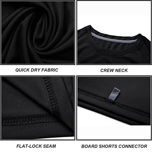 Devoropa Youth Boys Rash Guard Toddler Swim Shirts Short Sleeve Sun Shirts Lightweight Quick Dry Upf 50+ Kids Surf Swimsuit Crew Neck Black S #TOP4