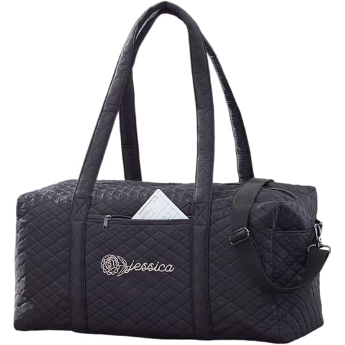 Personalization Universe Birth Flower Name Embroidered Quilted Bags