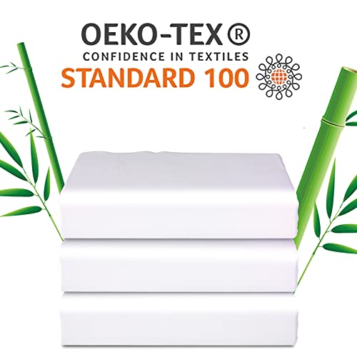 Shunjie.home 100% Bamboo Fitted Sheet Queen Size, Bamboo Cooling Fitted Sheet Only, 400 Thread Count Fitted Sheet White,10"- 16" Deep Pocket, Super Soft, Bottom Sheet Comfortable（1 Pack，Queen，White） #TOP6