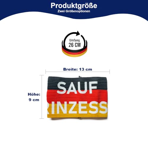 Jasio - Armbinde SAUF PRINZESSIN | 26 cm x 9 cm (Größe: L) | Bier Kapitän Armbinde – Lustige Kapitänsbinde für Männer | Bier Kapitän Binde | Mallorca Party JGA Karneval Kostüm Zubehör