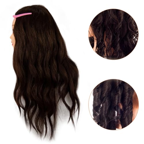 26\"Long Hair Mannequin Head with 80%Real Human Hair,Manikin Doll Head for Hair Styling,Cosmetology Makeup Hairdressing Training Practice Head with Clamp Stand and DIY Hair Styling Braiding Set