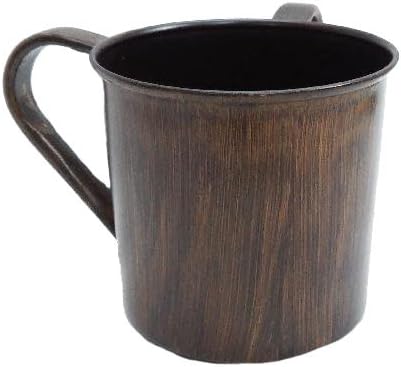 Stainless Steel Netilat Yadayim Wash Cup - Dark Wood Texture 5.5"H