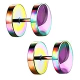 1 Paar schlichte flache Ohrstecker in Fakeplug Style mit doppelten runden Platten zum Schrauben.