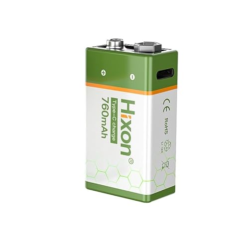 9V 充電式 電池 大容量 760mAh USB充電式 6P形電池 006P充電池 9ボルト 6F22 角型バッテリー 四角いバッテリ USB-Cケーブルス付き 2000サイクルの使用 2時間の急速充電 煙感知器 ラジオ 火災警報器 インターホンに適しています PSE 認証済み (バッテリー1本)の商品画像（Amazon）