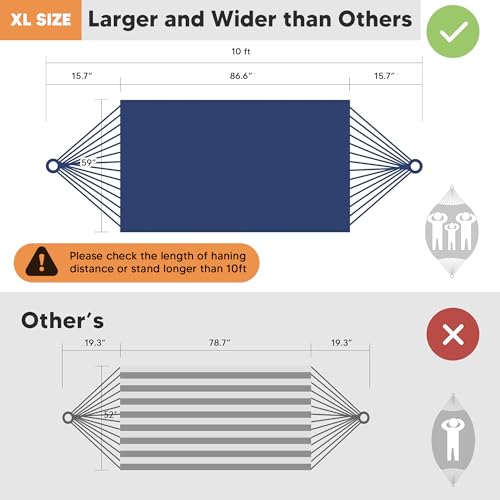 Image of SUNCREAT Extra Large 2 Person Hammock for Camping, Navy