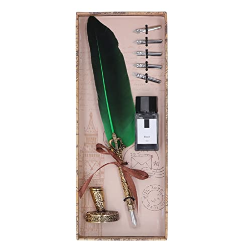 HERCHR Feather Quill Pen Ink Set, Antique Calligraphy Pen Set