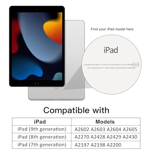 JETech iPad 10.2インチ ケース（第9/8/7世代、2021/2020/2019モデル用） Pencil収納可能 透明バックカバー 薄型 スタンド 衝撃吸収 タブレットカバー オートウェイク/スリープ機能 (シルバー)