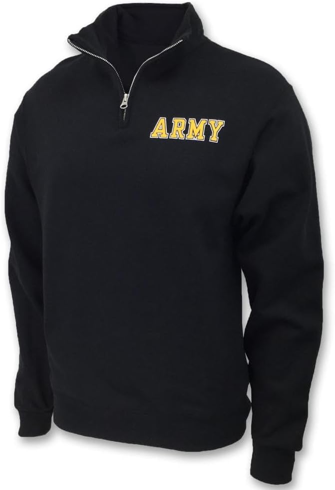 Armed Forces Gear US Army 1/4 Zip Sweatshirt for Men (Black)