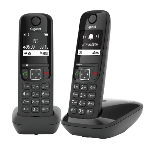 Gigaset AS690 Duo - 2 Schnurlose DECT-Telefone - kontrastreiches Display - Brillante Audioqualität - einstellbare Klangprofile - Freisprechfunktion - Anrufschutz, schwarz [Deutsche Version]