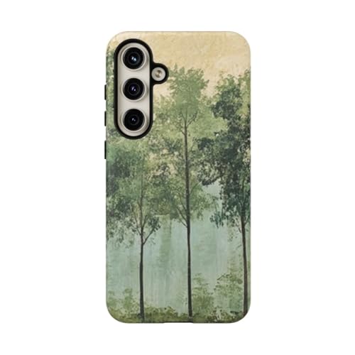 Coque Samsung S24 Plus art mural ligne arbre verte