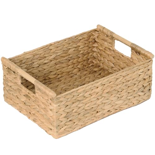 VATIMA Extra Large Wicker Basket Rectangular with Wooden Handles for