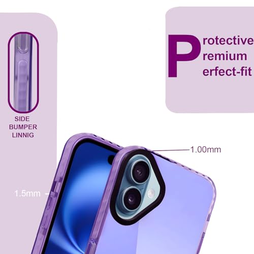 Image of A rtistque Ultra Stylish Back Cover Case for iPhone 16 | Premium Shockproof TPU | Transparent | Protective Design | Bumper Back Cover - Purple