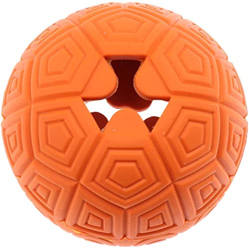 emily pets Pet Food Dispenser Ball Shaped bite Resistant for Dog Cat Interactive Treat Toys for Puppy and Small Dog (Orange)