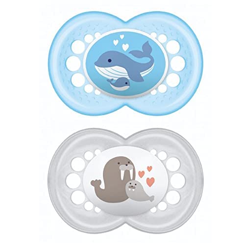 Chupeta Original Mãe e Pai, Bico Simétrico e , Mam,ul/Branco, 6+ Meses, Pacote de 2