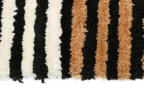 Image of THE HOME TALK Modern Polyester Area Rugs | Carpets for Living Room, Kitchen, Kid's Room, Bedroom | Microfiber Polyester Rugs | Shaggy Floor Carpet | Anti Skid Store (Black & White 2, 50 x 150 cm)