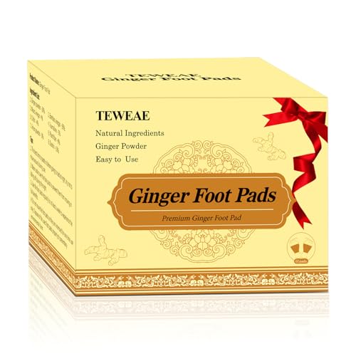 TEWEAE Foot Pads - 60Pads Pure Natural Ginger Powde Bamboo Vinegar Pads, Goodnight Foot Pads for Travel or Home Use