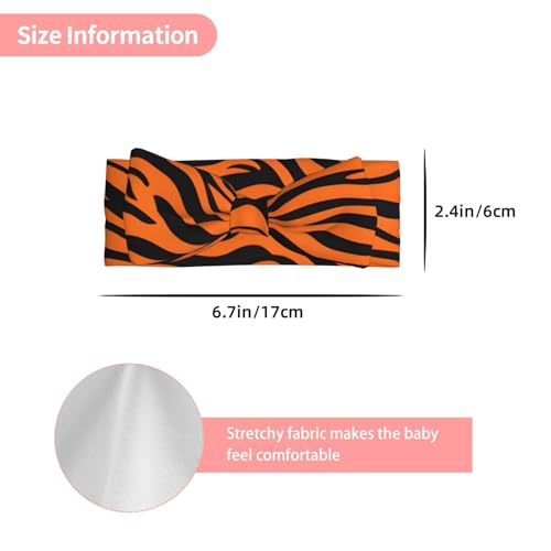 Tiger Stripes Orange Pattern Pattern Baby Bow Headband Super Stretchy Soft Bows Hair Accessories for Newborn Infants Toddlers Kids Girls3
