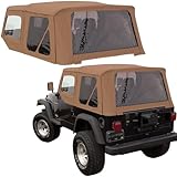 Sierra Offroad Soft Top for 1997 to 2006 Jeep Wrangler TJ - Saddle, Sailcloth Vinyl - 2 Door Jeep Soft Top with Rear Plastic Tinted Windows - Factory Precision Fit Replacement - With Upper Door Skins