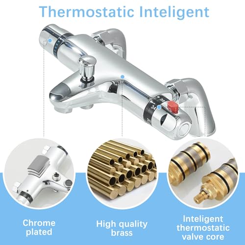 Mitigeur thermostatique douche fixation murale baignoire chrome Rozin