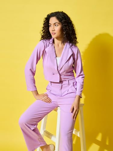 Image of Formal and Casual Wear Women's Stylish Solid Polyester Cropped Jacket