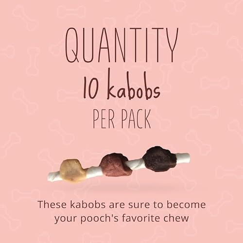 Better Belly Triple Flavor Kabobs Long-Lasting Dog Chews with Chicken, Pork and Beef, Count of 10
