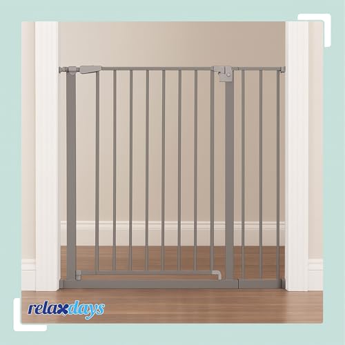 Relaxdays Treppenschutzgitter, 95–100 cm, ohne Bohren, Baby & Kleinkind, Treppe & Tür, Türschutzgitter zum Klemmen, grau
