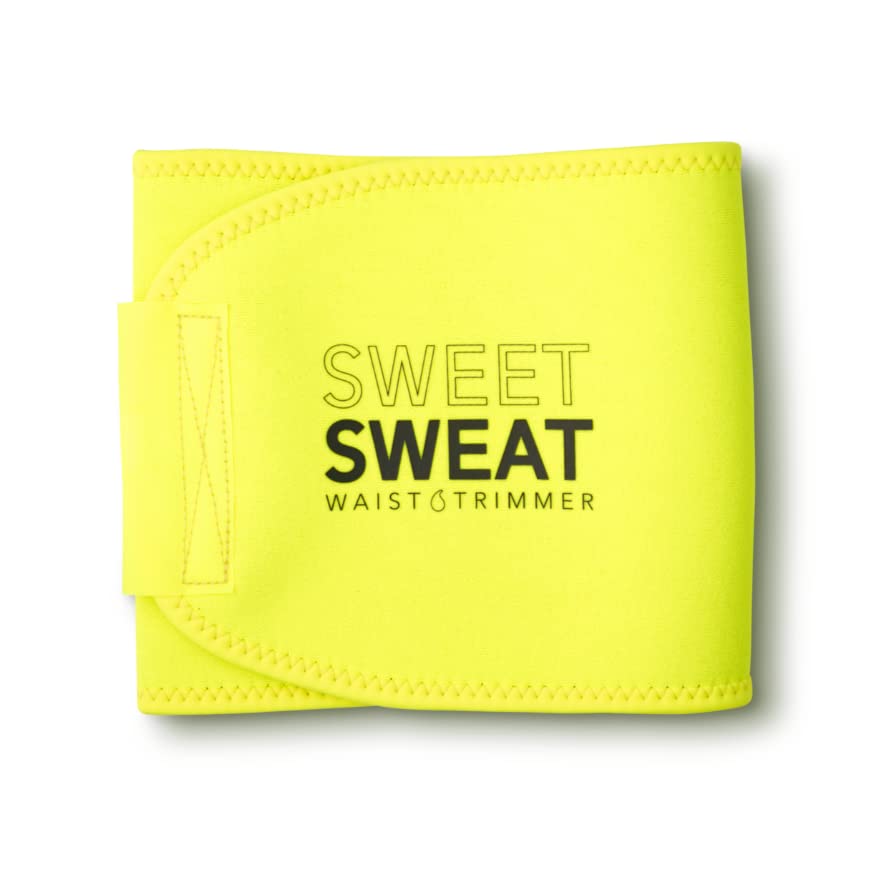 Image of Sports Research Sweet Sweat Waist Trimmer (Core Series) - Premium Sweat Enhancing Fitness Band for Women & Men - Neon Yellow, Large