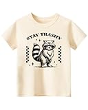 Toddler Shirts for Boys Grils Kids, Baby Boy Summer Clothes, 2-8T Funny Raccoon Graphic Tees Short Sleeve T-Shirt, Stay Trashy
